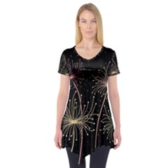 Elegant Dandelions  Short Sleeve Tunic  by Valentinaart