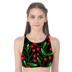 Red Christmas Berries Tank Bikini Top by Valentinaart