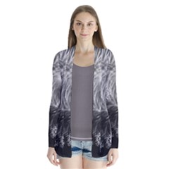 Silver Feather And Ball Decoration Drape Collar Cardigan by picsaspassion