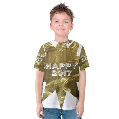 Happy New Year 2017 Gold White Star Kids  Cotton Tee by yoursparklingshop