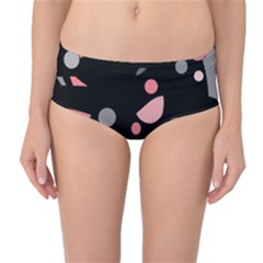 Pink And Gray Abstraction Mid-waist Bikini Bottoms by Valentinaart