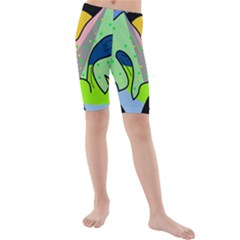 Colorful Landscape Kids  Mid Length Swim Shorts by Valentinaart