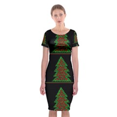 Christmas Trees Pattern Classic Short Sleeve Midi Dress by Valentinaart