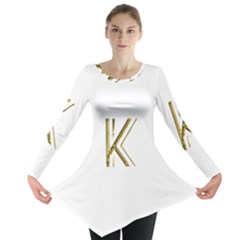 Monogrammed Monogram Initial Letter K Gold Chic Stylish Elegant Typography Long Sleeve Tunic  by yoursparklingshop