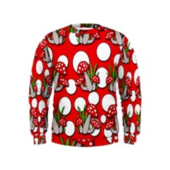 Mushrooms Pattern Kids  Sweatshirt by Valentinaart