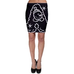 Funny Snowball Doodle Black White Bodycon Skirt by yoursparklingshop