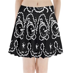 Funny Snowball Doodle Black White Pleated Mini Skirt by yoursparklingshop