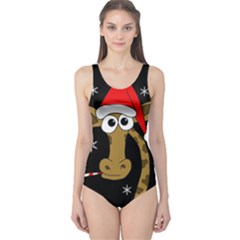 Christmas Giraffe One Piece Swimsuit by Valentinaart
