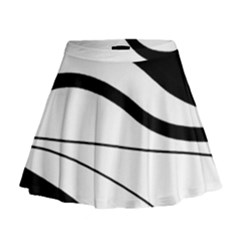 White And Black Harmony Mini Flare Skirt by Valentinaart