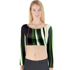 Colorful Lines Harmony Long Sleeve Crop Top by Valentinaart