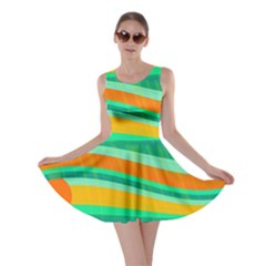 Green And Orange Decorative Design Skater Dress by Valentinaart