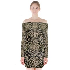 Brown Reptile Long Sleeve Off Shoulder Dress by RespawnLARPer