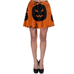 Halloween Black Pumpkins Pattern Skater Skirt by Valentinaart