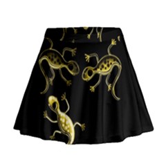 Yellow Lizards Mini Flare Skirt by Valentinaart