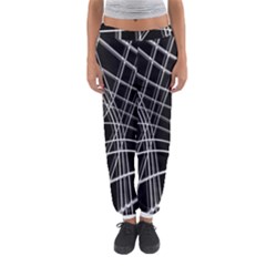 Black And White Warped Lines Women s Jogger Sweatpants by Valentinaart