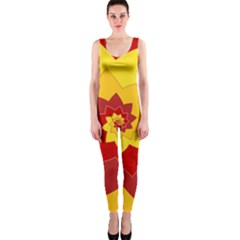 Flower Blossom Spiral Design  Red Yellow Onepiece Catsuit by designworld65
