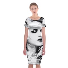 Romantic Dreaming Girl Grunge Black White Classic Short Sleeve Midi Dress by EDDArt