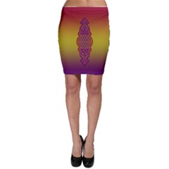 Flower Of Life Vintage Gold Ornaments Red Purple Olive Bodycon Skirt by EDDArt