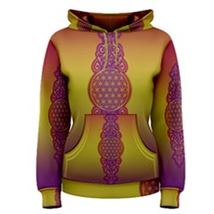 Flower Of Life Vintage Gold Ornaments Red Purple Olive Women s Pullover Hoodie by EDDArt
