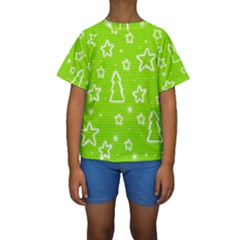 Green Christmas Kids  Short Sleeve Swimwear by Valentinaart