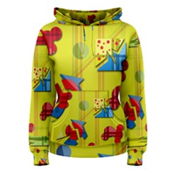 Playful Day - Yellow  Women s Pullover Hoodie by Valentinaart