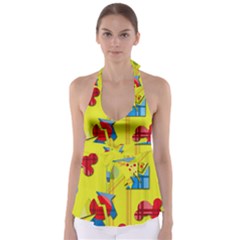 Playful Day - Yellow  Babydoll Tankini Top by Valentinaart