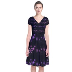 Purple Elegant Xmas Short Sleeve Front Wrap Dress by Valentinaart