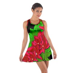 Xmas Red Flowers Cotton Racerback Dress by Valentinaart