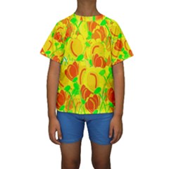 Yellow Garden Kids  Short Sleeve Swimwear by Valentinaart
