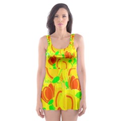 Yellow Garden Skater Dress Swimsuit by Valentinaart
