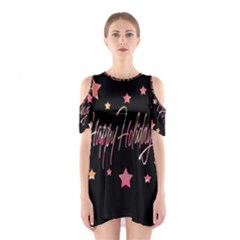 Happy Holidays 3 Cutout Shoulder Dress by Valentinaart