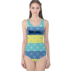 Hexagon And Stripes Pattern One Piece Swimsuit by DanaeStudio