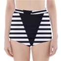 Black & White Stripes Big Triangle High-Waisted Bikini Bottoms View1