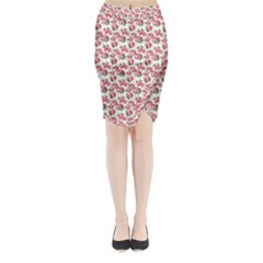 Gorgeous Pink Flower Pattern Midi Wrap Pencil Skirt by Brittlevirginclothing