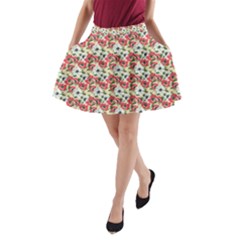 Gorgeous Red Flower Pattern  A-line Pocket Skirt by Brittlevirginclothing