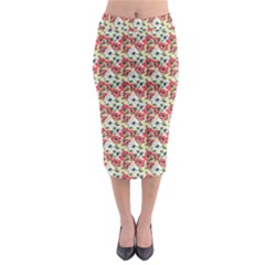 Gorgeous Red Flower Pattern  Midi Pencil Skirt by Brittlevirginclothing