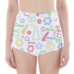 Simple Christmas Pattern High-waisted Bikini Bottoms by Valentinaart