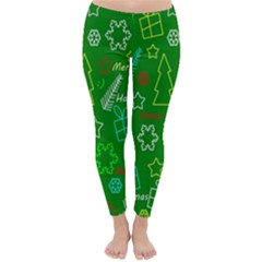 Green Xmas Pattern Classic Winter Leggings by Valentinaart