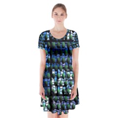 Looking Out At Night, Abstract Venture Adventure (venture Night Ii) Short Sleeve V-neck Flare Dress by DianeClancy
