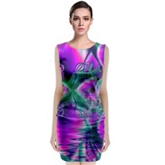  Teal Violet Crystal Palace, Abstract Cosmic Heart Classic Sleeveless Midi Dress by DianeClancy