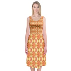 Peach Pineapple Abstract Circles Arches Midi Sleeveless Dress by DianeClancy