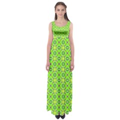 Vibrant Abstract Tropical Lime Foliage Lattice Empire Waist Maxi Dress by DianeClancy