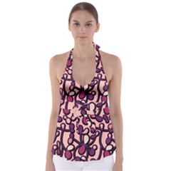 Pink And Purple Pattern Babydoll Tankini Top by Valentinaart
