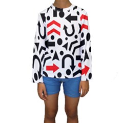 Red Right Direction Kids  Long Sleeve Swimwear by Valentinaart