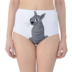 Gray Cat High-waist Bikini Bottoms by Valentinaart