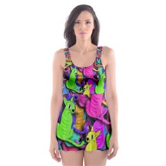Colorful Cats Skater Dress Swimsuit by Valentinaart