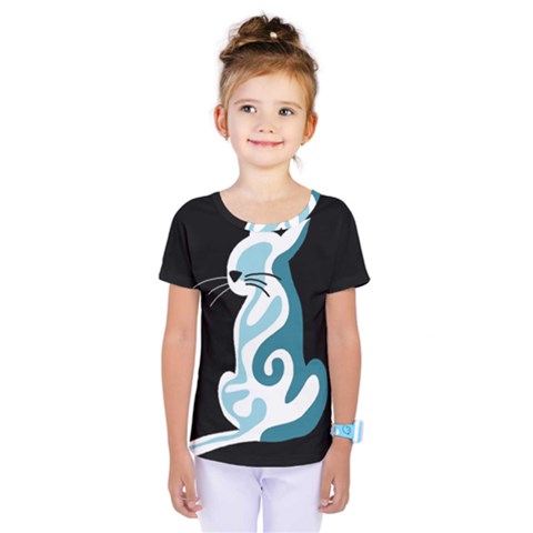 Blue Abstract Cat Kids  One Piece Tee by Valentinaart