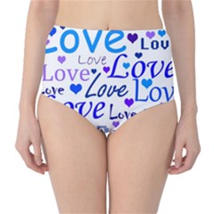Blue And Purple Love Pattern High-waist Bikini Bottoms by Valentinaart