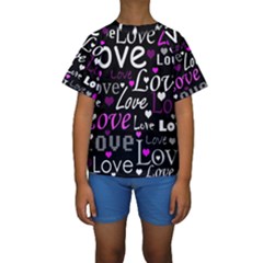 Valentine s Day Pattern - Purple Kids  Short Sleeve Swimwear by Valentinaart