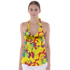 Yellow Confusion Babydoll Tankini Top by Valentinaart